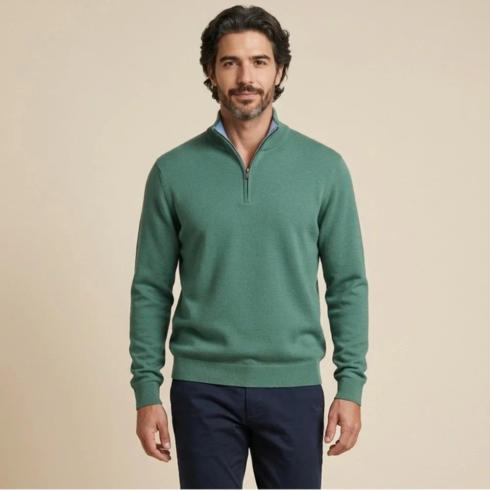 NWT Shaquille O’Neal Men’s Big & Tall Green Half Zip Pull Over Sweater - 3XL